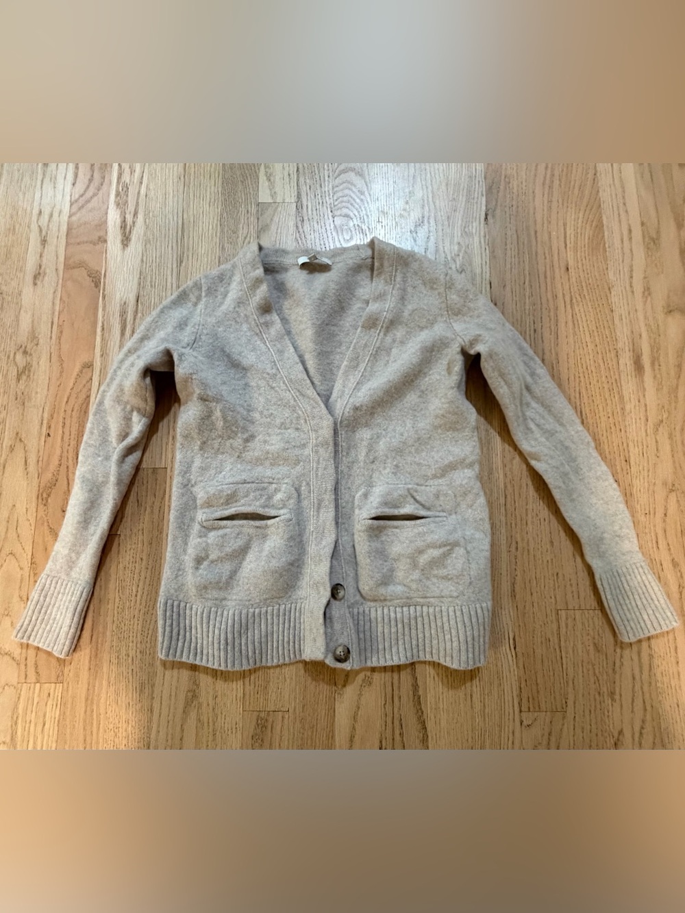 Madewell Merino Wool V-Neck Button Front Cardigan, Women’s Medium Cream Sweater